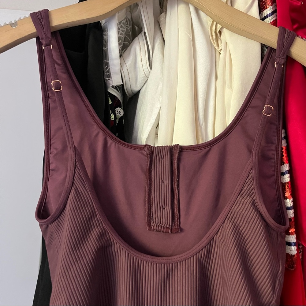 FRANKIE’S BIKINIS plum purple knit scoop back one piece swim suit - Picture 4 of 5